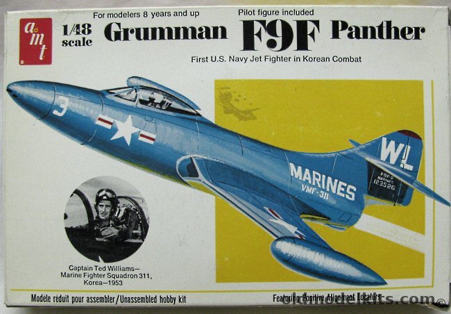 AMT 1/48 F9F Panther Ted Williams Aircraft, T643 plastic model kit